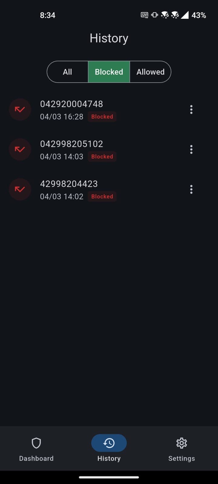 Bloq Call History